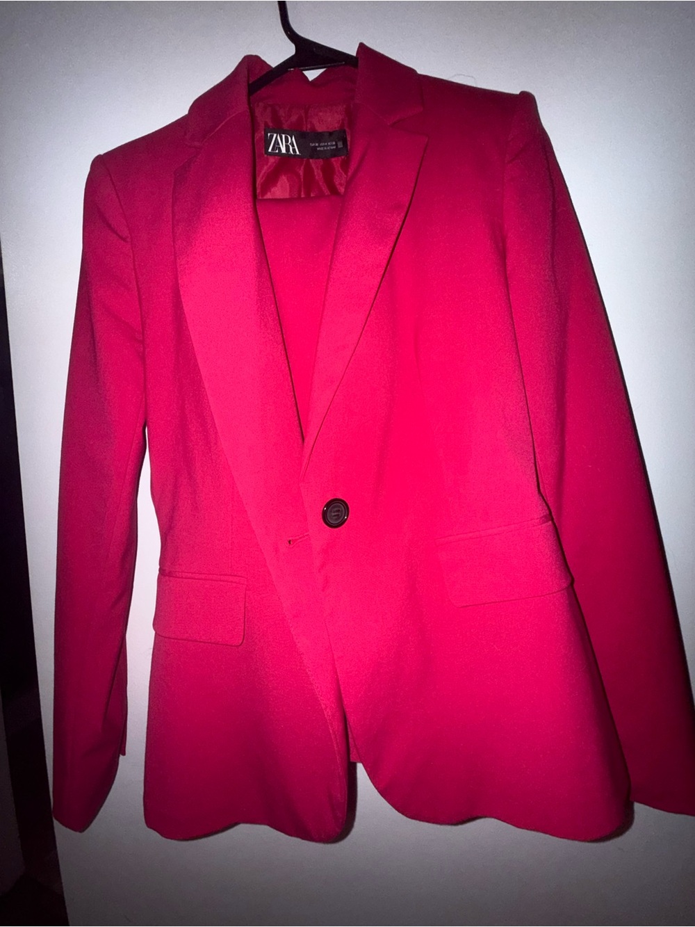 ZARA Bright Pink Single-Button Tailored Blazer